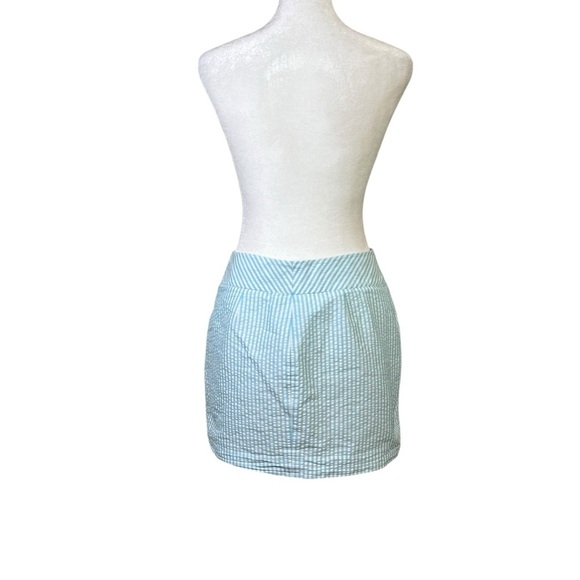 VTG y2k Ralph Lauren Black Label Mini Skirt Gauzy Cotton Preppy Blue Stripe Sz 4 - Picture 4 of 8